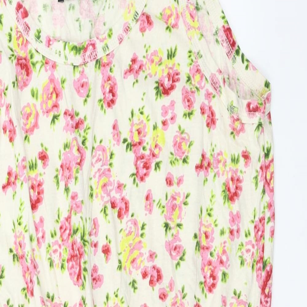 Authentic  Womens Ivory Floral  Basic Blouse Size 16