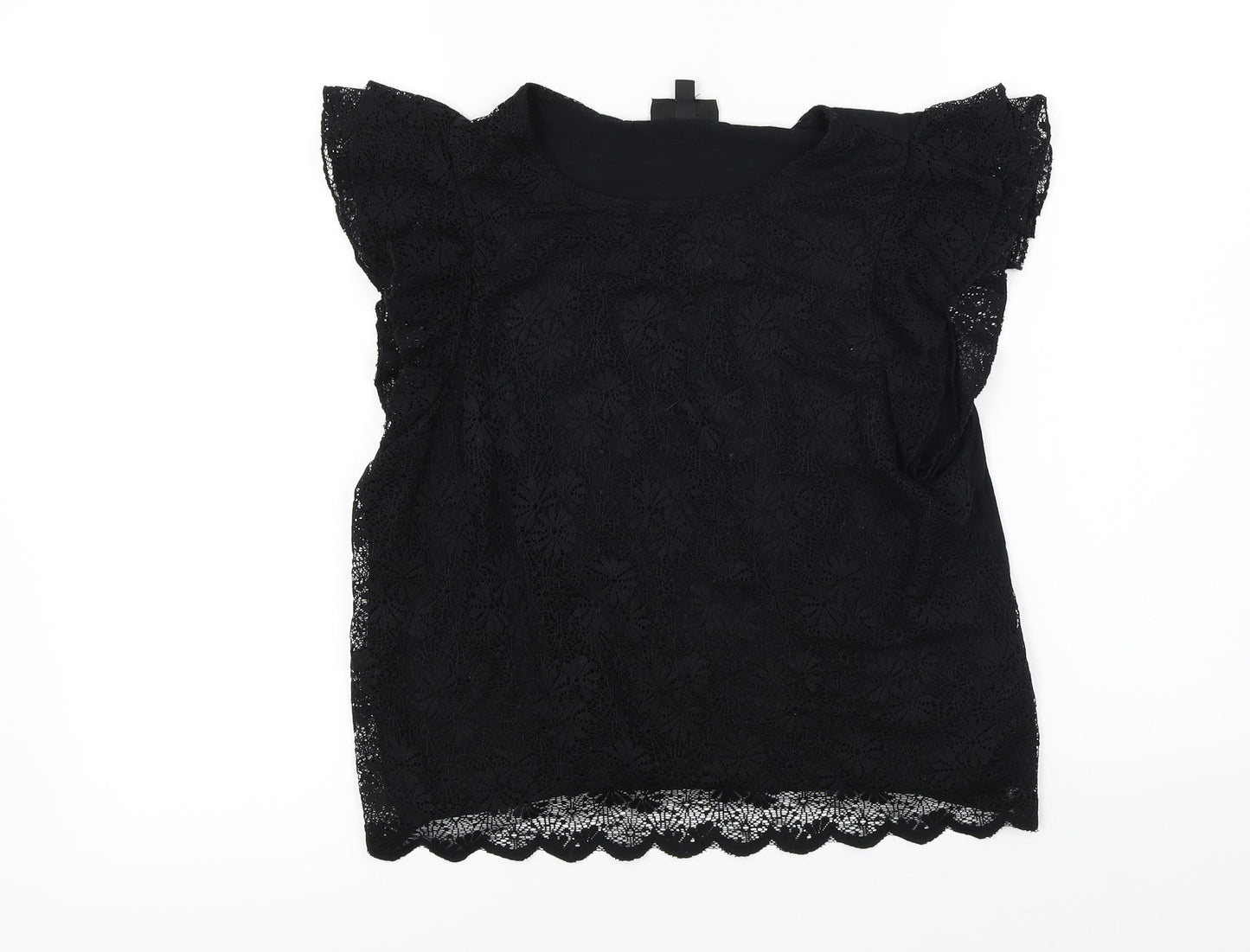 Womens UK Size 10 Topshop Black Basic T-Shirt