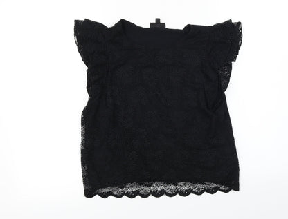 Womens UK Size 10 Topshop Black Basic T-Shirt