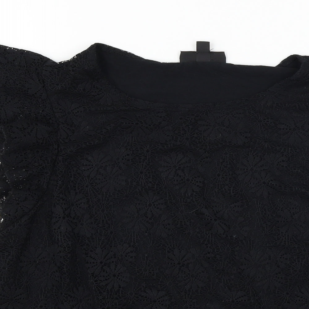 Womens UK Size 10 Topshop Black Basic T-Shirt