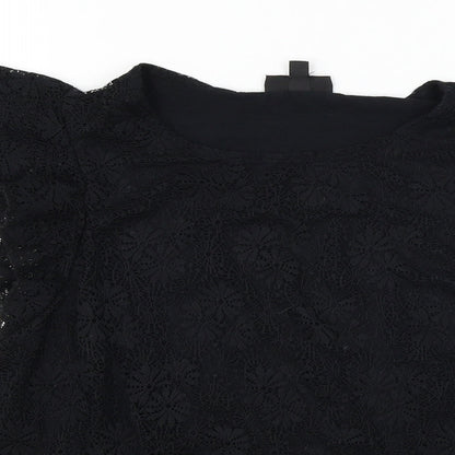 Womens UK Size 10 Topshop Black Basic T-Shirt