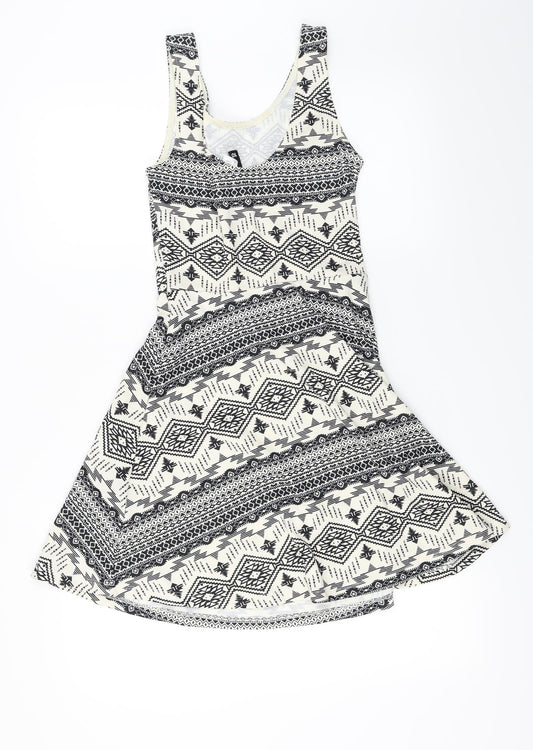 H&M Womens Ivory Herringbone  A-Line  Size 10