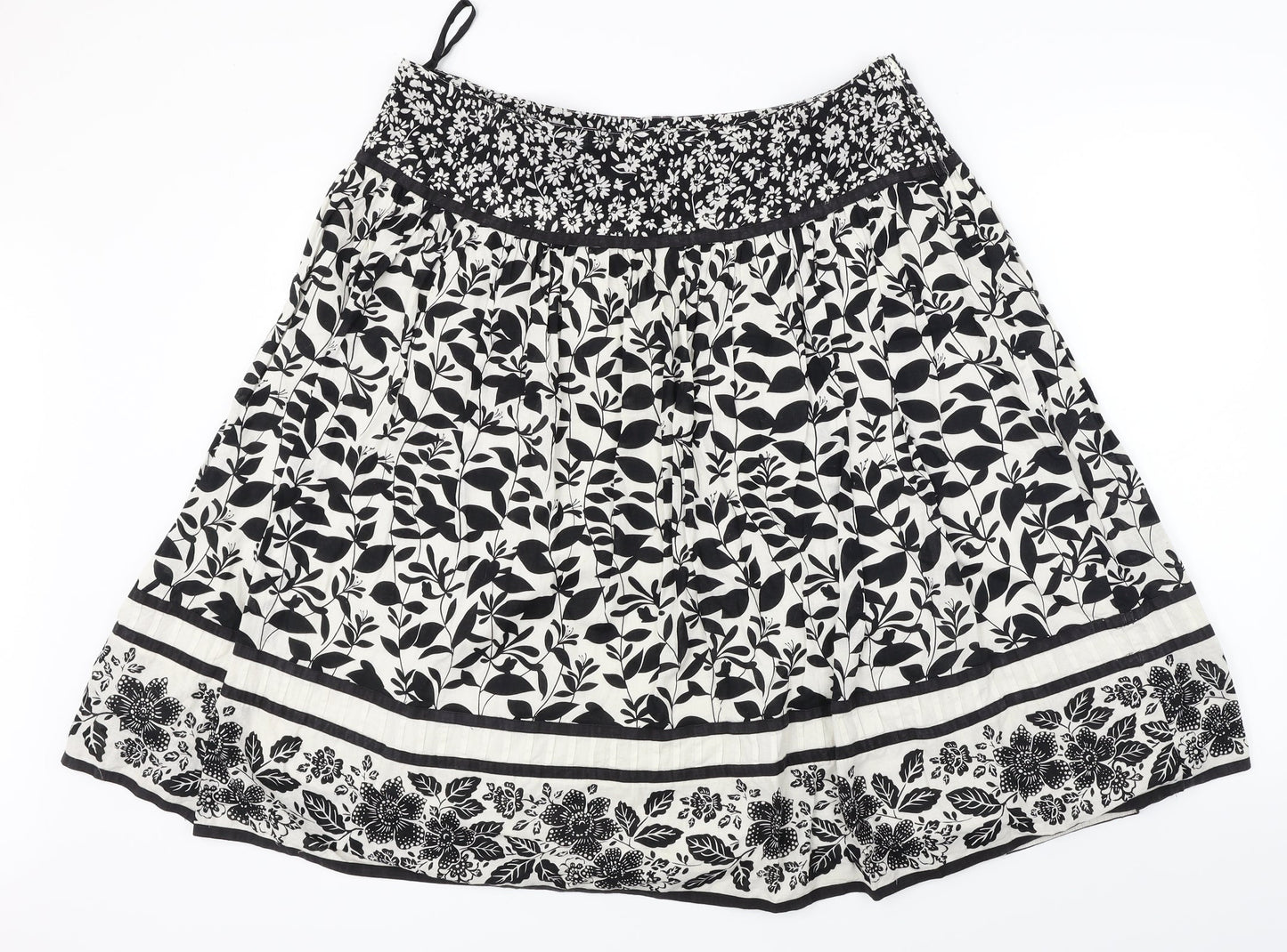 New Look  Womens Black Floral  A-Line Skirt Size 34 in