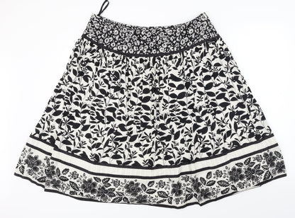 New Look  Womens Black Floral  A-Line Skirt Size 34 in