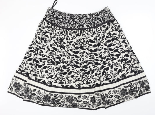 New Look  Womens Black Floral  A-Line Skirt Size 34 in