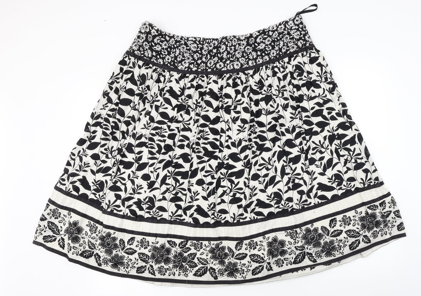 New Look  Womens Black Floral  A-Line Skirt Size 34 in
