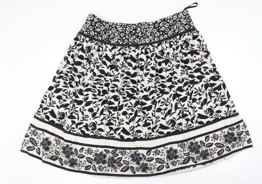 New Look  Womens Black Floral  A-Line Skirt Size 34 in