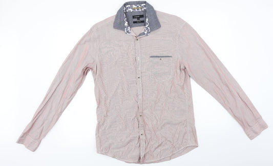 Atmosphere  Mens Red Striped   Button-Up Size M