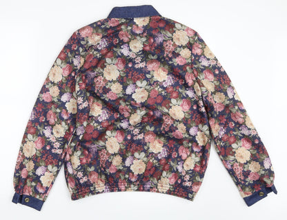 Heather Valley Womens Blue Floral  Pullover Sweatshirt Size 14