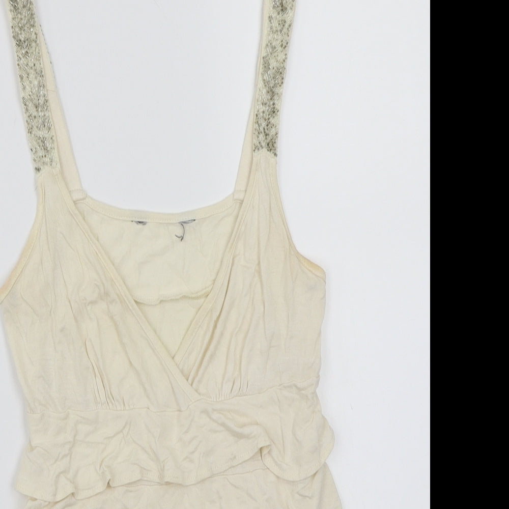 Dorothy Perkins Womens Beige   Basic T-Shirt Size 10