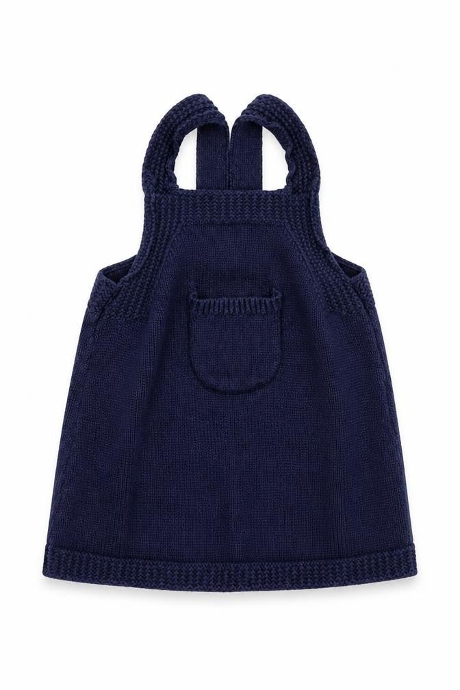 Front view of F&F girls’ blue a-line, size 3-6, months