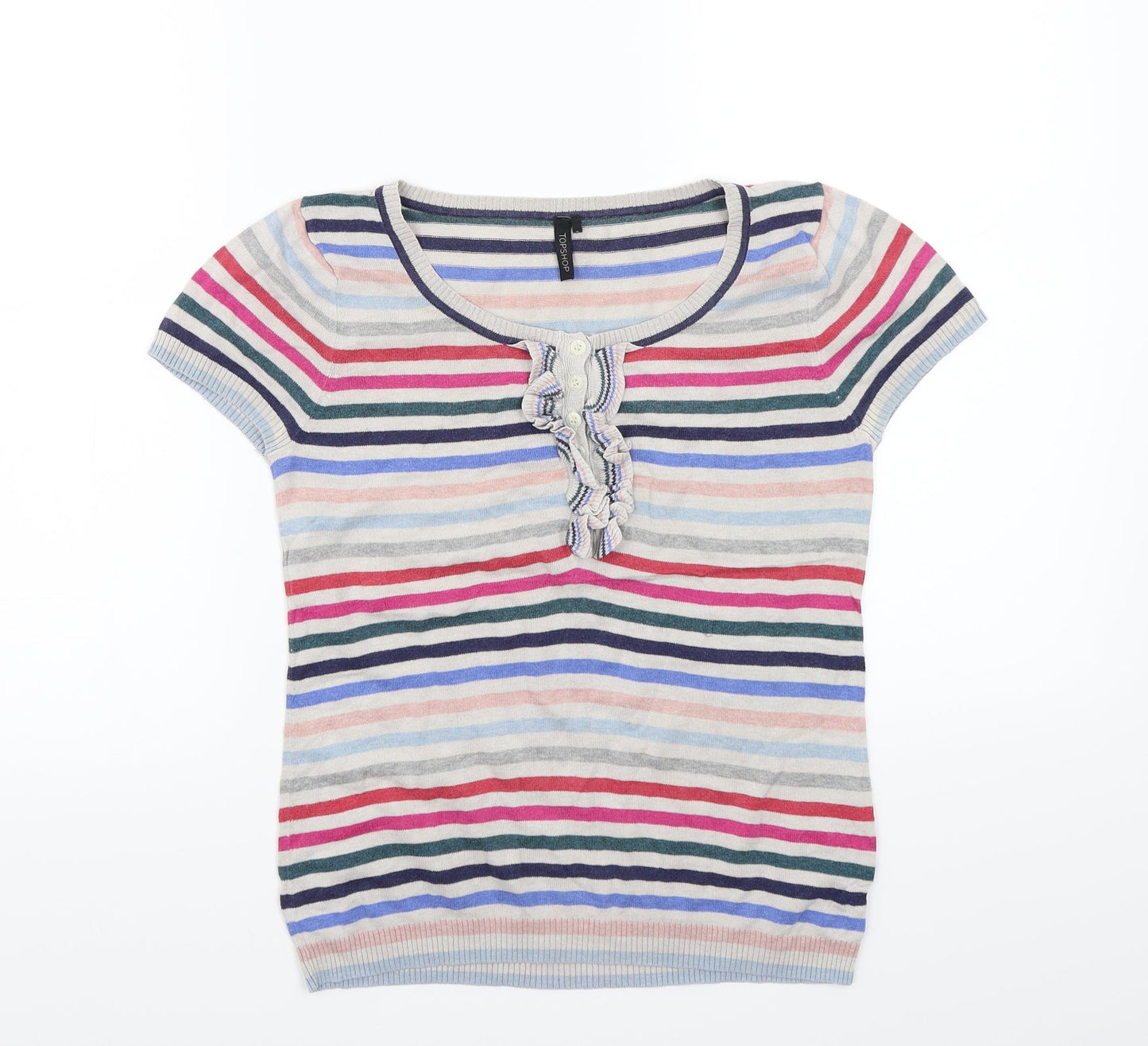 Womens UK Size 8 Topshop Grey Basic T-Shirt