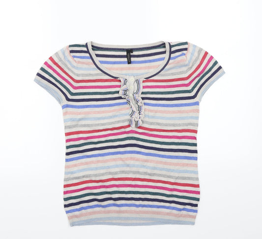 Womens UK Size 8 Topshop Grey Basic T-Shirt