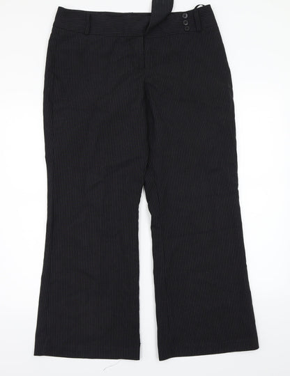 F&F Womens Black Striped  Trousers  Size 14 L29 in