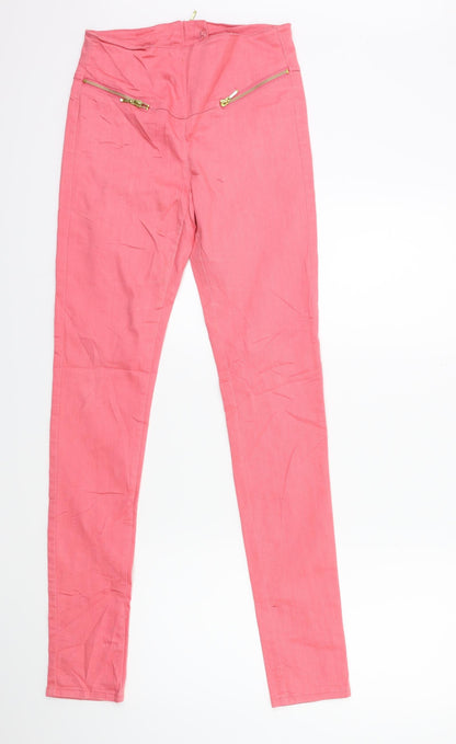 Womens UK Size XS VERO MODA Regular Fit Skinny Pink Jeans
