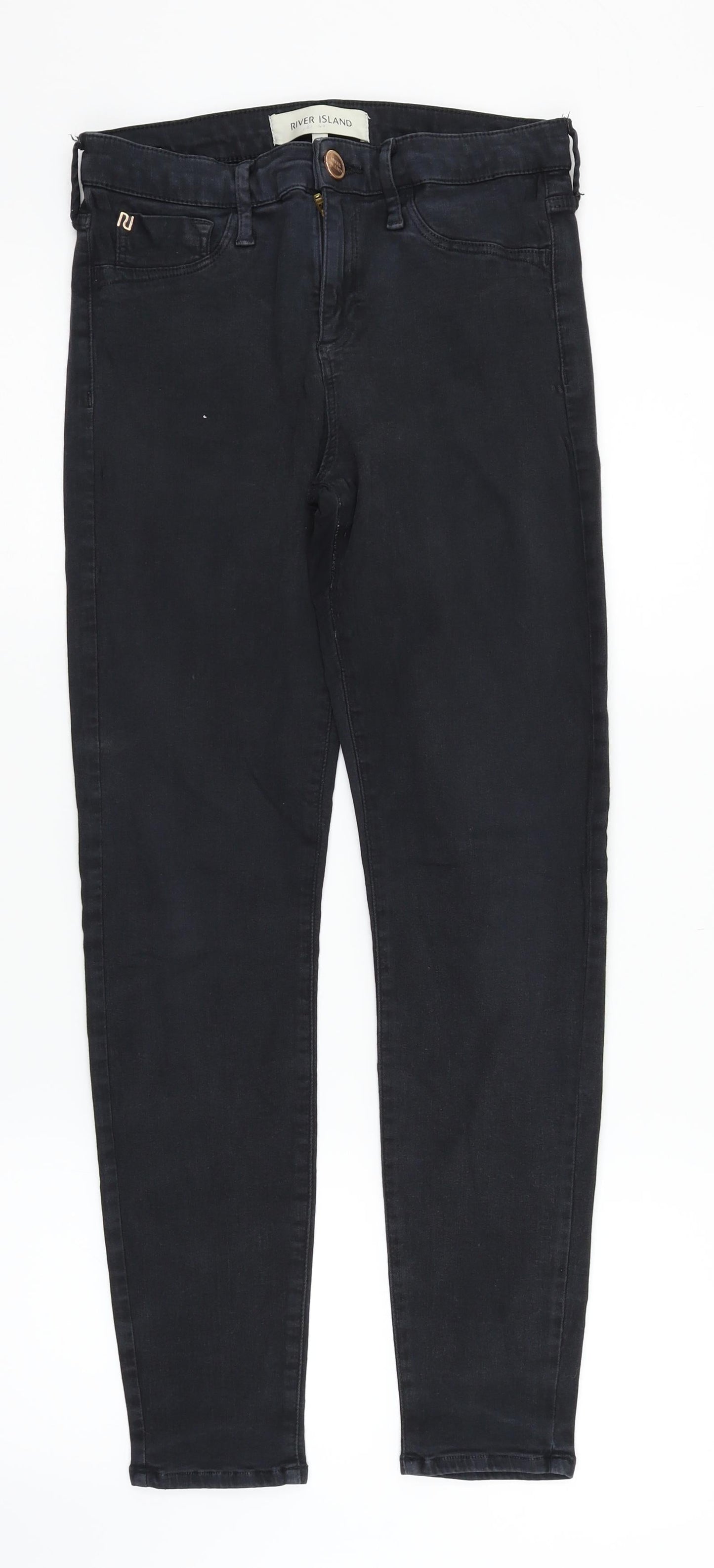 Womens UK Size 10 River Island Regular Fit  Black Trousers