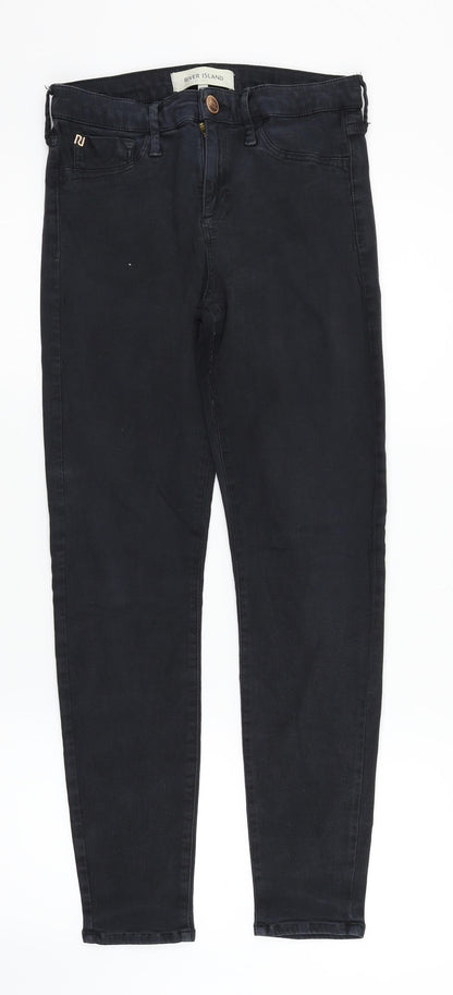 Womens UK Size 10 River Island Regular Fit  Black Trousers