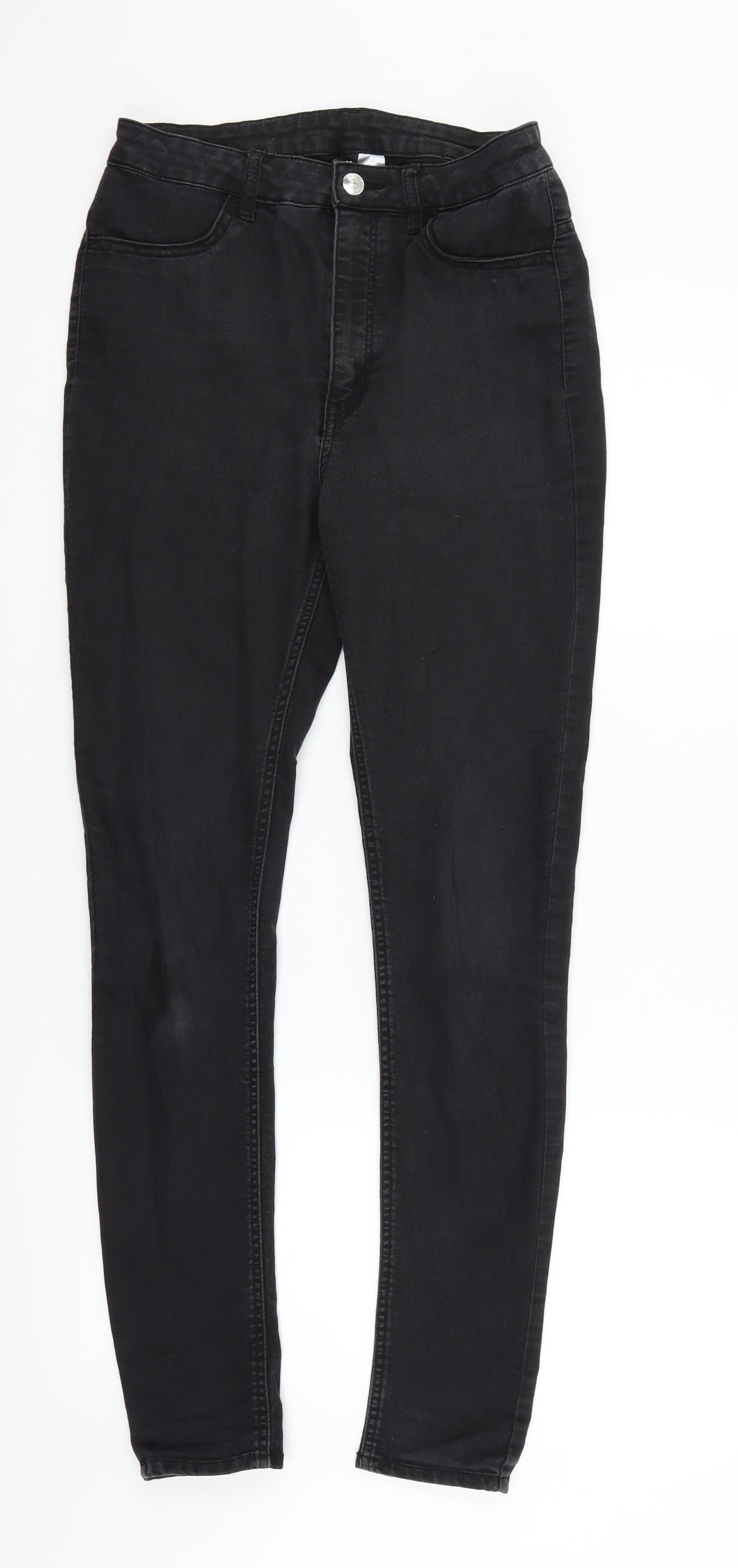 Womens UK Size 12 Divided Regular Fit Straight Black Jeans