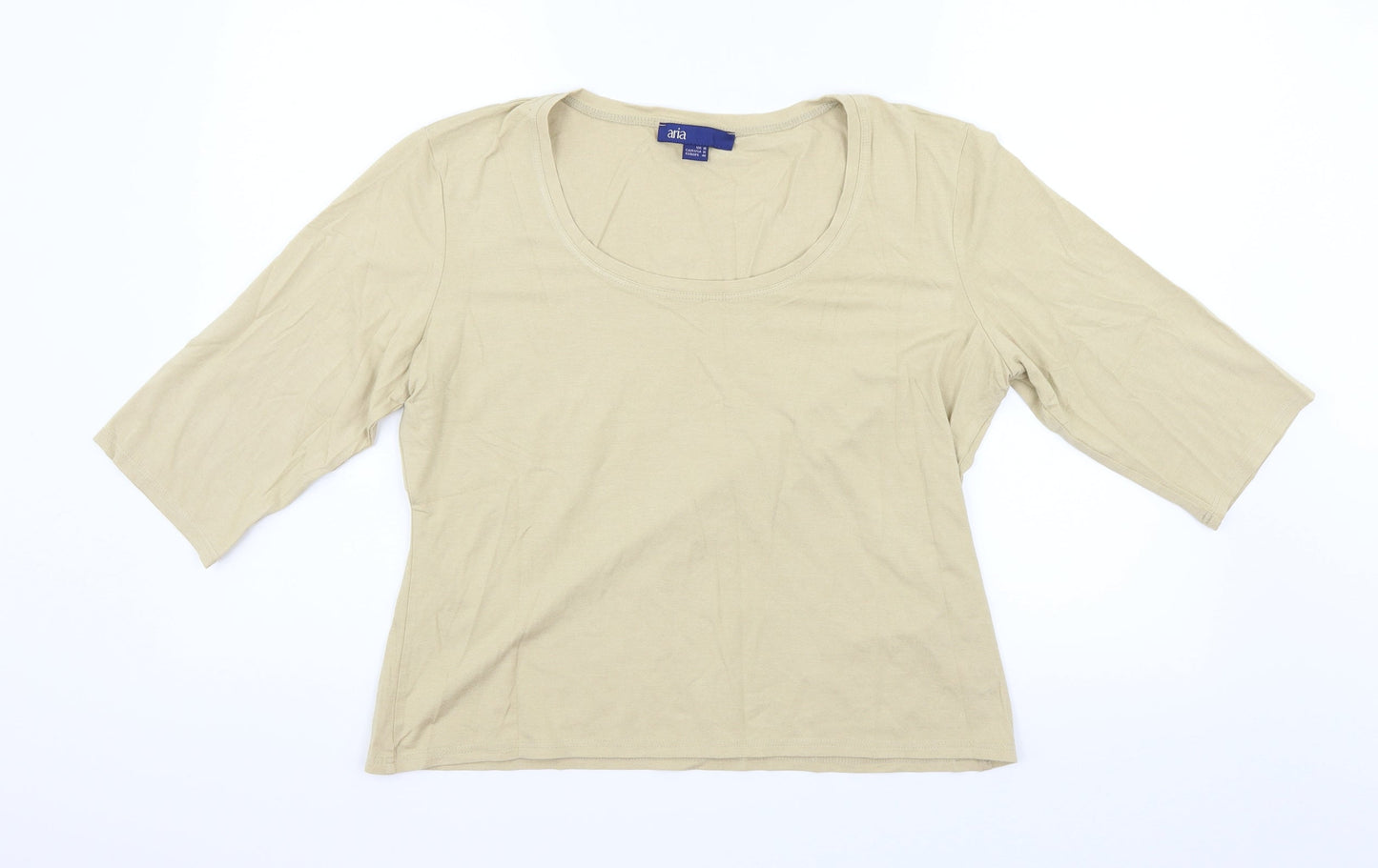 Aria Womens Beige   Basic T-Shirt Size 16