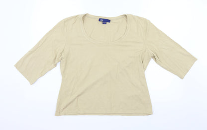 Aria Womens Beige   Basic T-Shirt Size 16