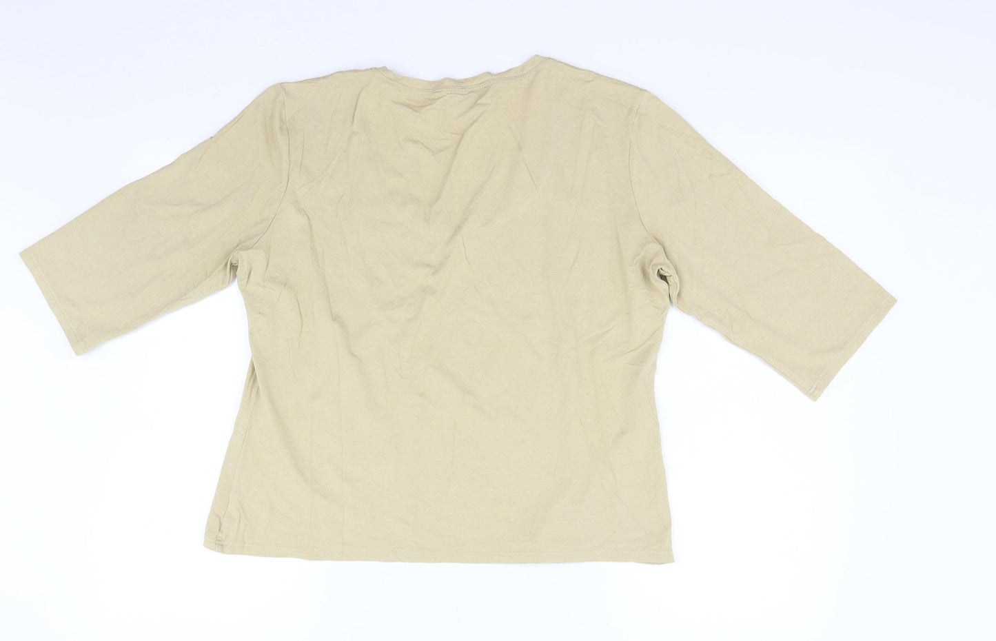 Aria Womens Beige   Basic T-Shirt Size 16