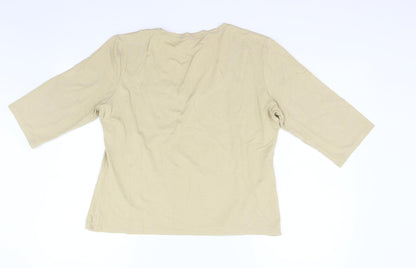 Aria Womens Beige   Basic T-Shirt Size 16