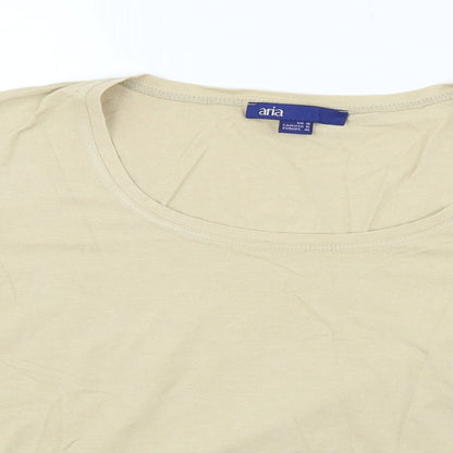 Aria Womens Beige   Basic T-Shirt Size 16