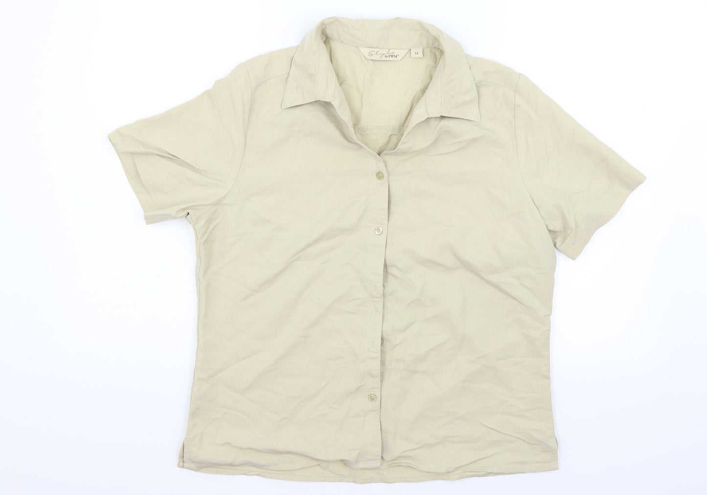 EWM Womens Beige   Basic Button-Up Size 14