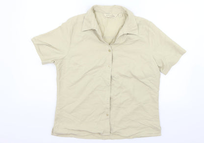 EWM Womens Beige   Basic Button-Up Size 14