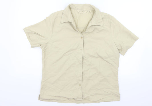EWM Womens Beige   Basic Button-Up Size 14