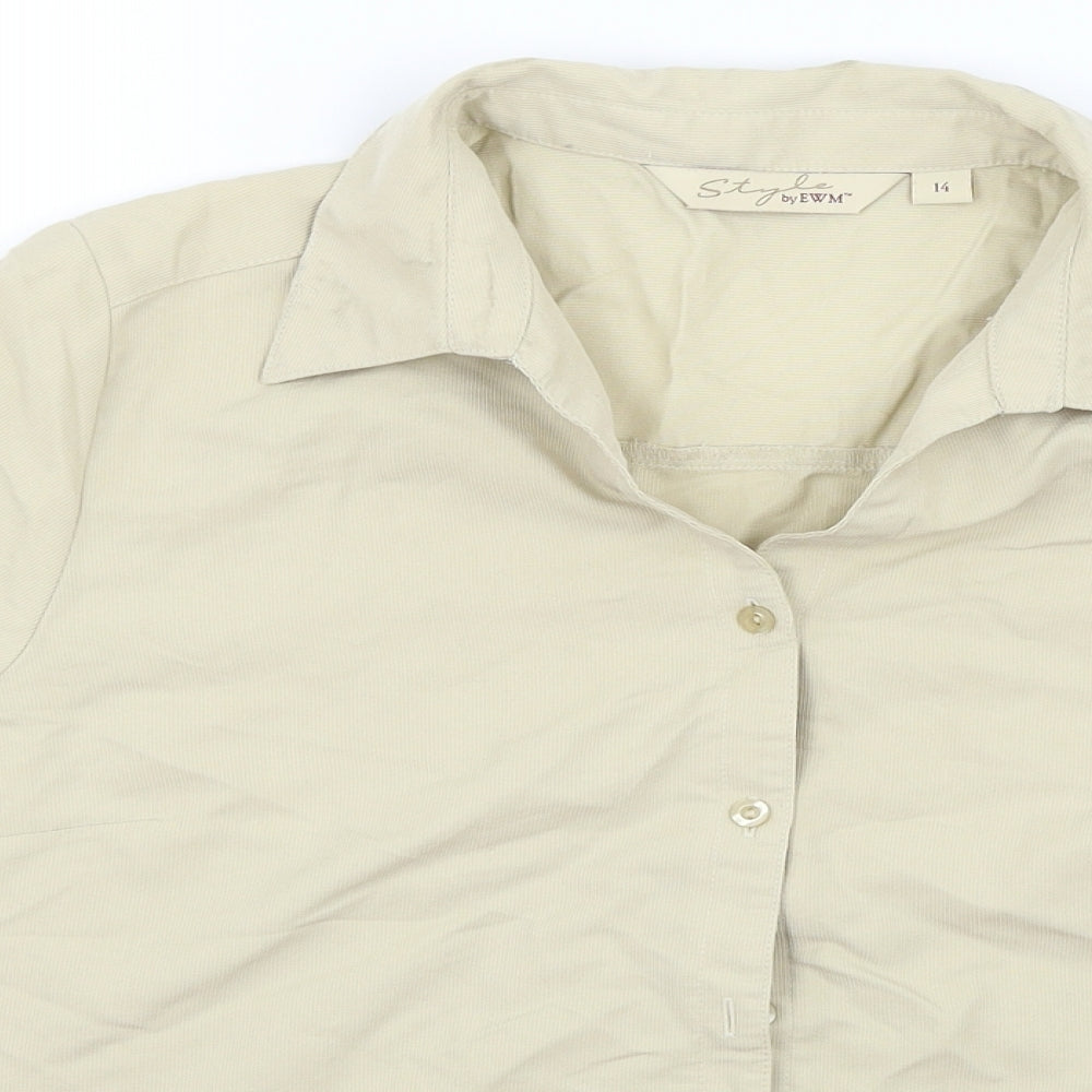 EWM Womens Beige   Basic Button-Up Size 14