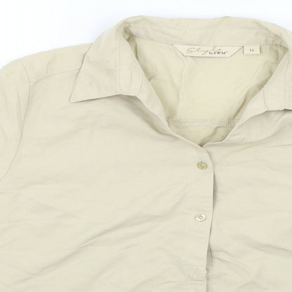 EWM Womens Beige   Basic Button-Up Size 14