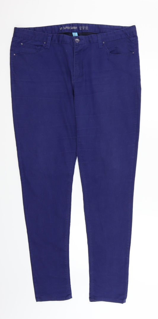 Womens UK Size 18 deniem & co Regular Fit  Blue Trousers