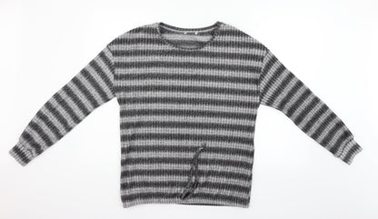 Matalan Womens Grey Striped  Pullover Jumper Size 14