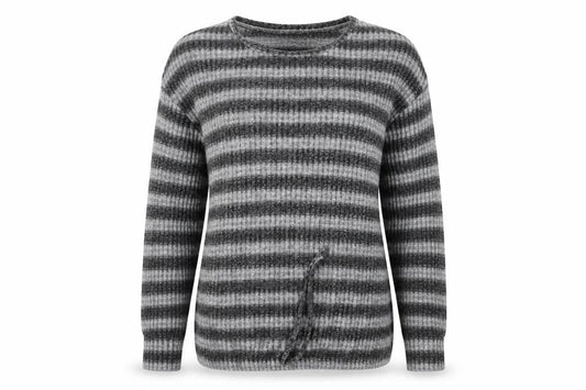 Matalan Womens Grey Striped  Pullover Jumper Size 14
