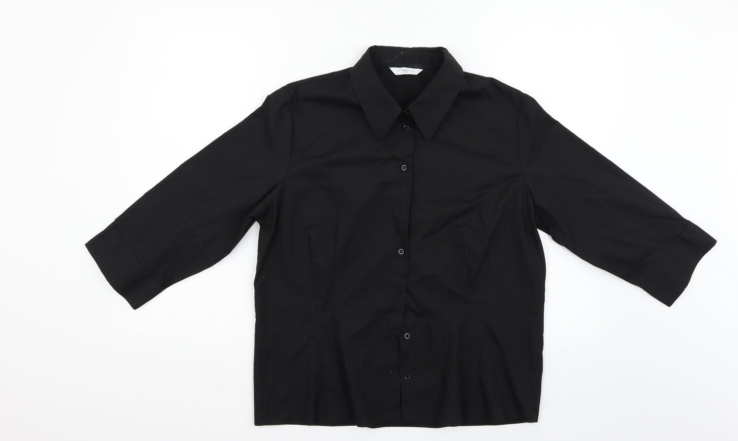 Womens UK Size 18 New Look Black Basic Button-Up