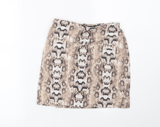 H&M Womens Beige Animal Print  Mini Skirt Size XS