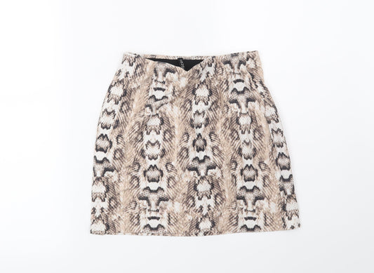 H&M Womens Beige Animal Print  Mini Skirt Size XS
