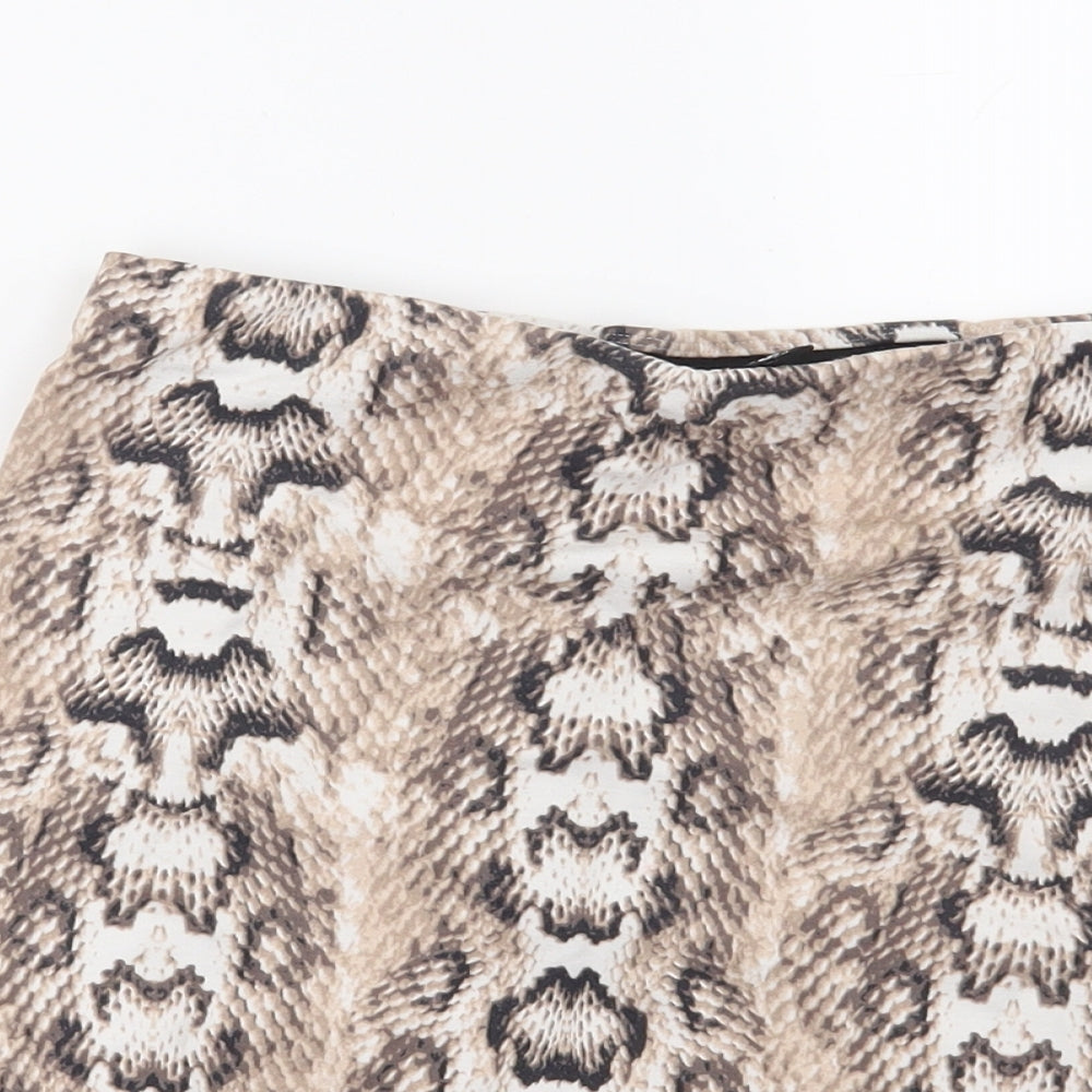 H&M Womens Beige Animal Print  Mini Skirt Size XS