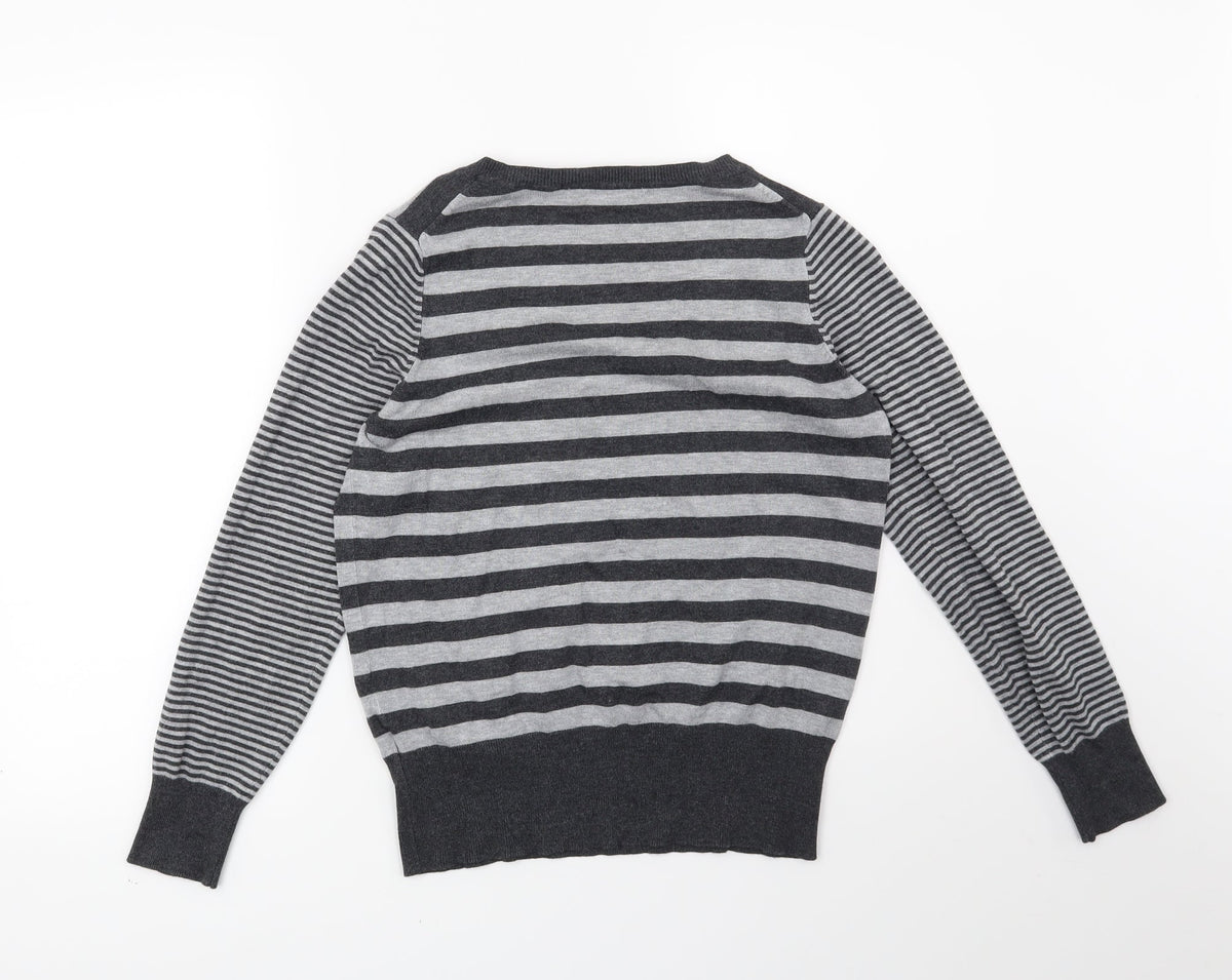 Marks & Spencer Womens Grey Striped  Pullover Jumper Size 12