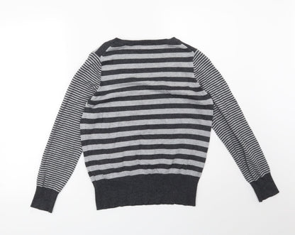 Marks & Spencer Womens Grey Striped  Pullover Jumper Size 12