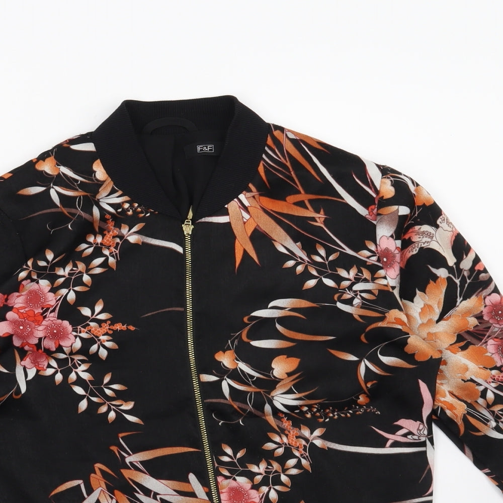 F&F Womens Black Floral  Jacket  Size 6