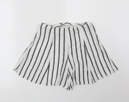 Miss Selfridge Womens White Striped  Hot Pants Shorts Size 6