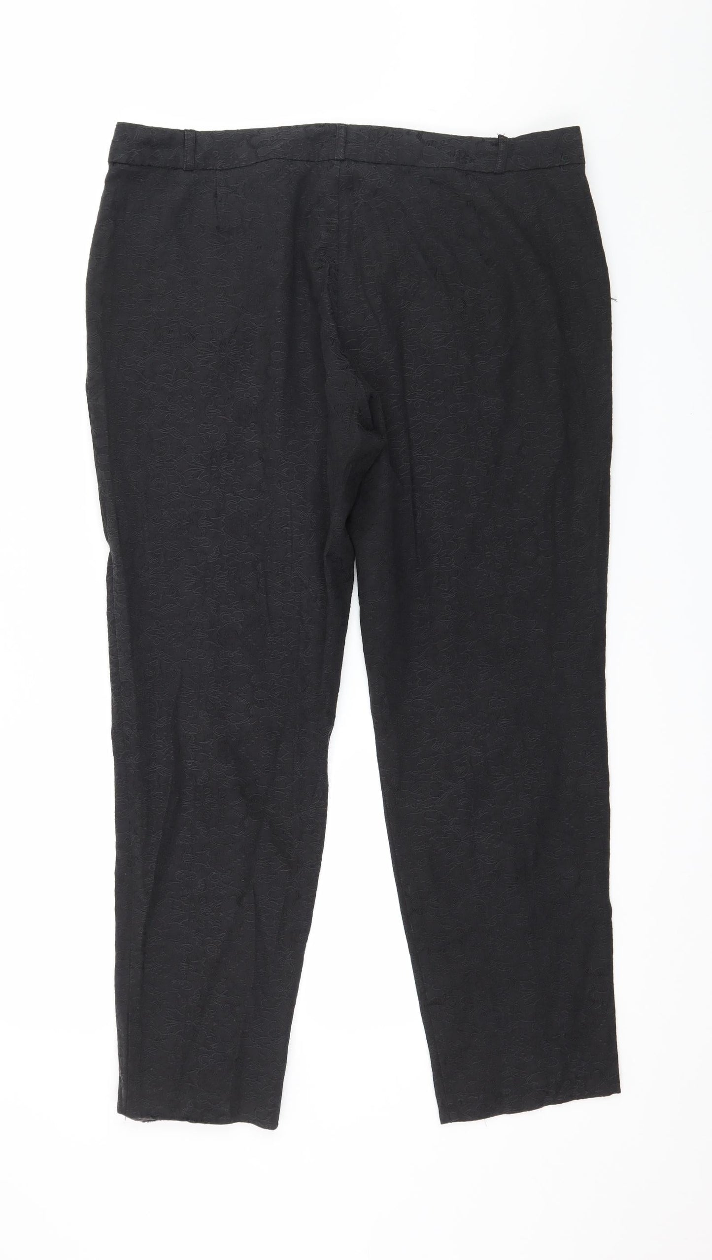 F&F Womens Black Floral  Trousers  Size 14 L28 in