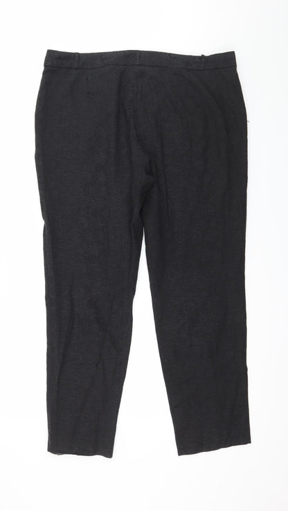F&F Womens Black Floral  Trousers  Size 14 L28 in