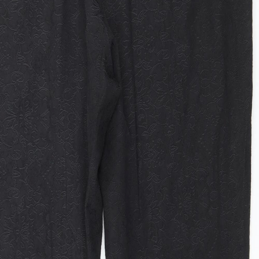 F&F Womens Black Floral  Trousers  Size 14 L28 in