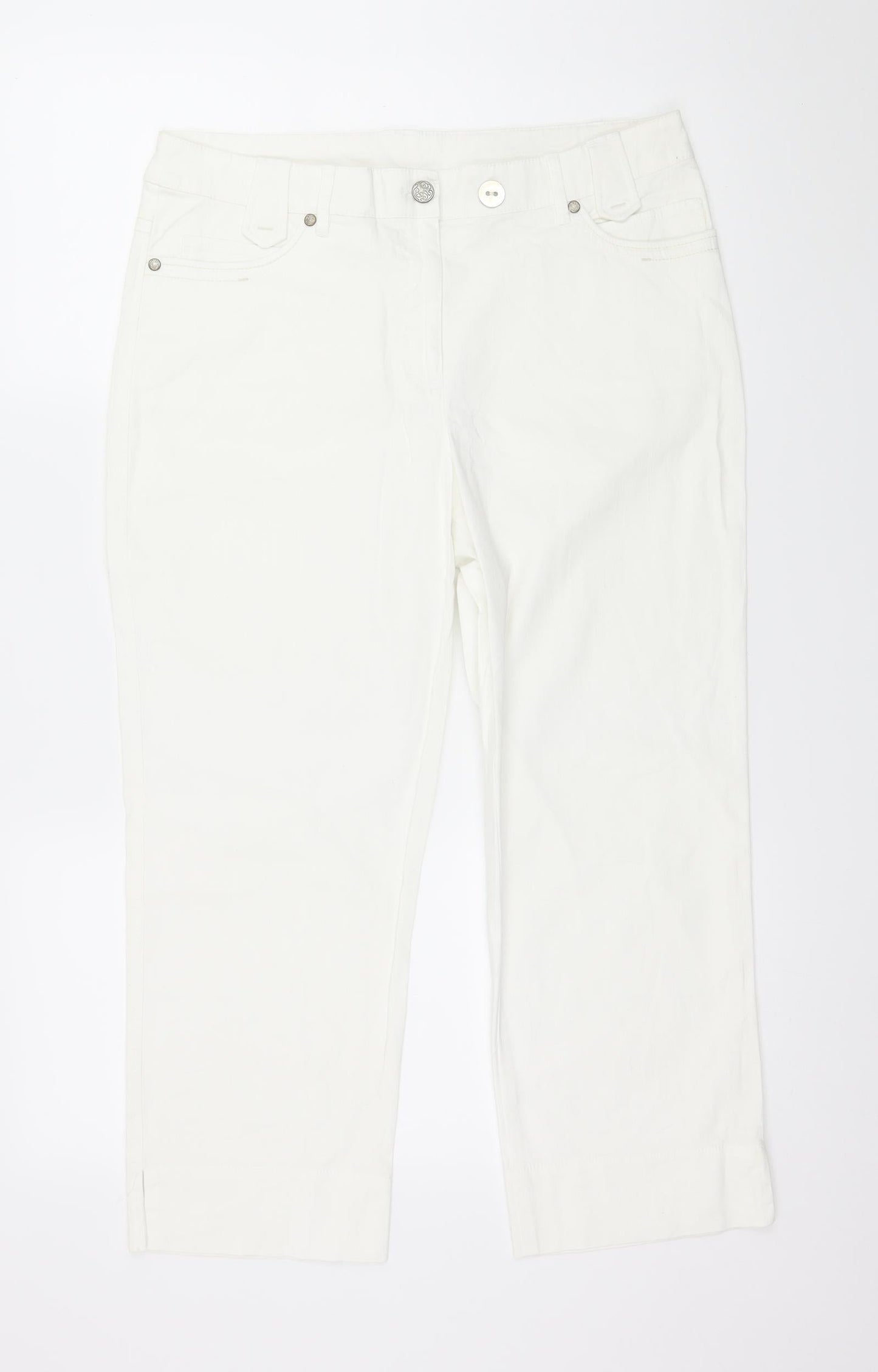 C&A Womens White  Denim Capri Jeans Size 14 L23 in
