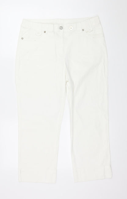 C&A Womens White  Denim Capri Jeans Size 14 L23 in