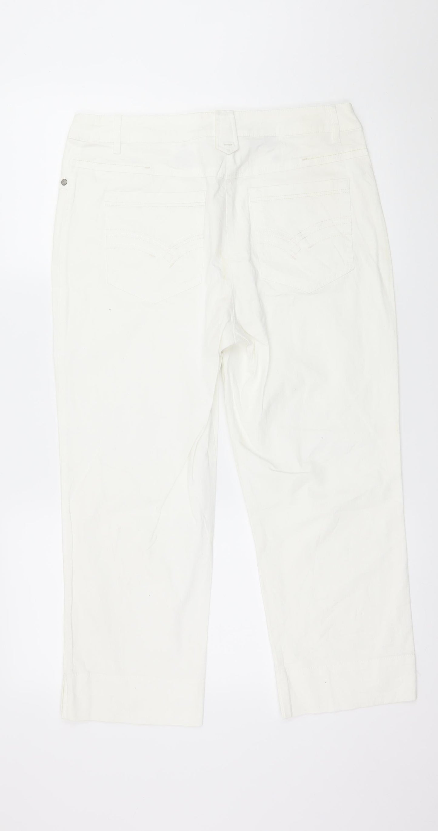 C&A Womens White  Denim Capri Jeans Size 14 L23 in