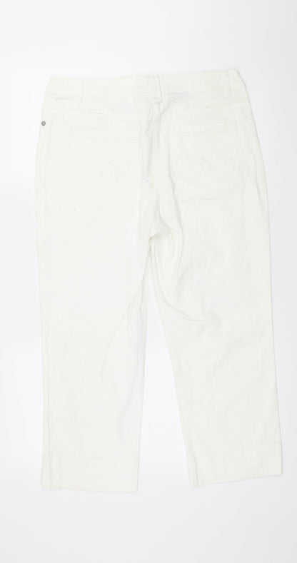 C&A Womens White  Denim Capri Jeans Size 14 L23 in